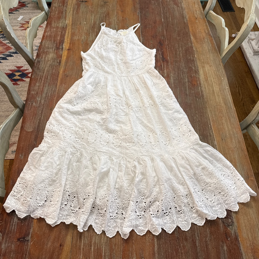 Maeve Anthropologie Eyelet Halter Midi Dress Size 4